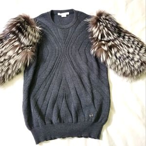 PORSHE DESIGNE POLLOVER with  removable fur sleeves Size M